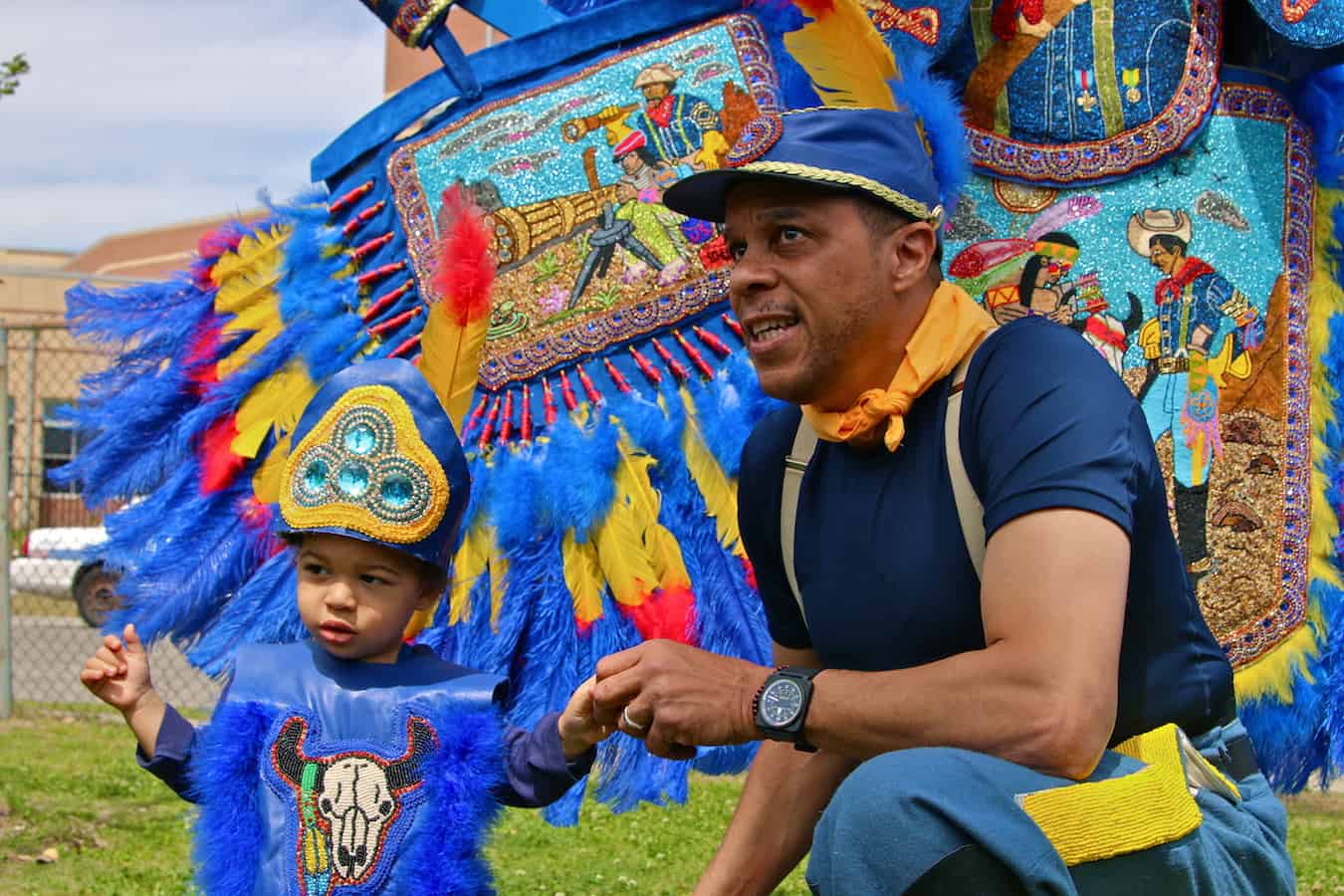 Treme New Orleans: Spy Boy Dow Edwards with Grandson Cruz in 2014