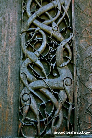 Detail of the North Wall of Urnes Stave Church, Norway